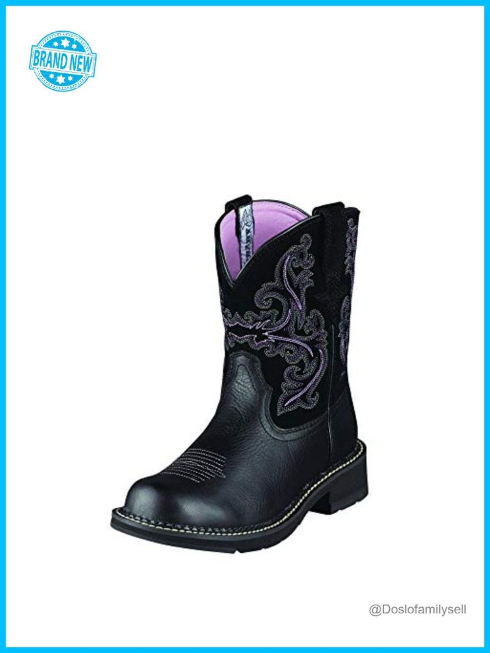 Leather Western Boot Mid-Calf Fatbaby Toe Slip-On